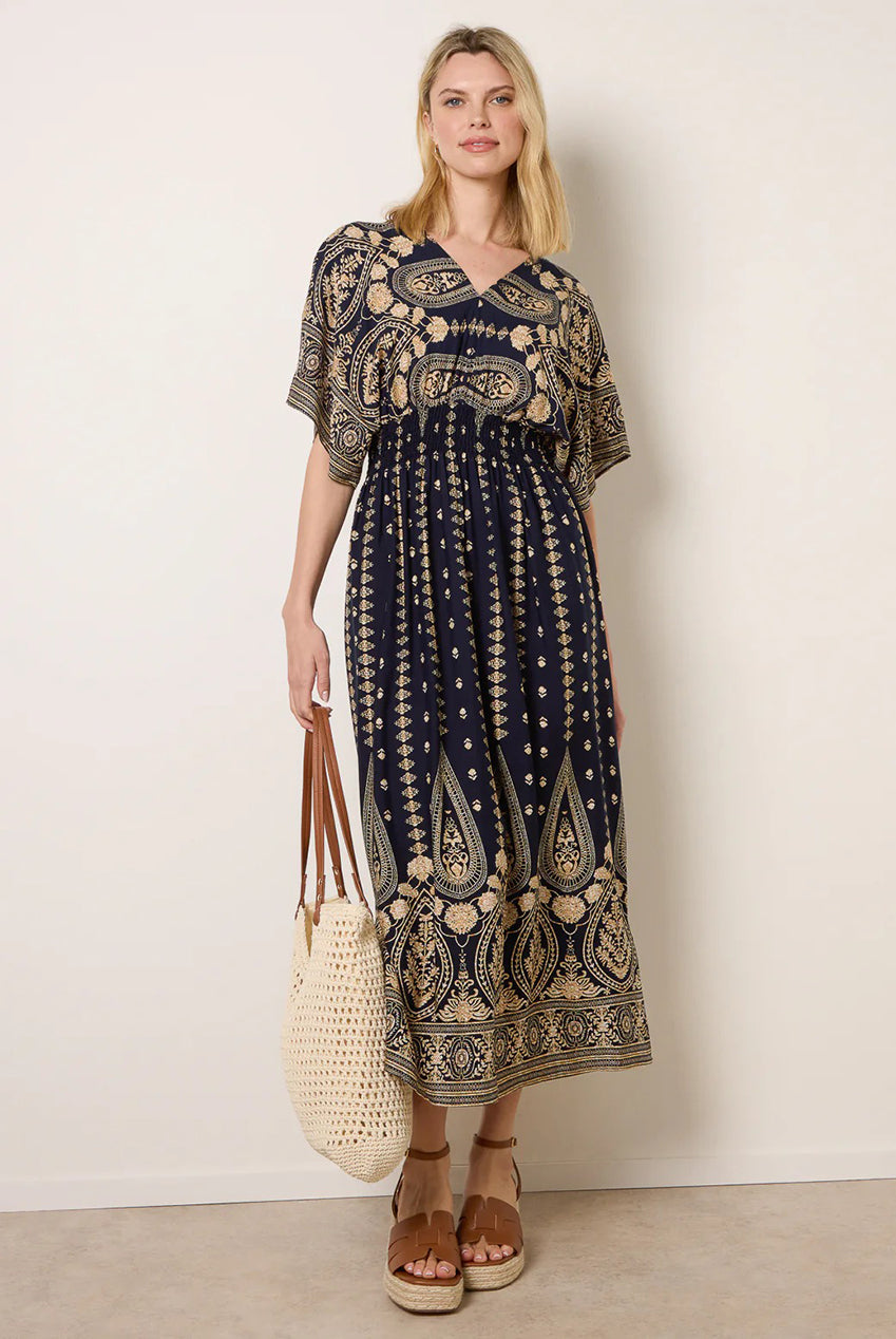 Floral Border Design Dress BV3845008