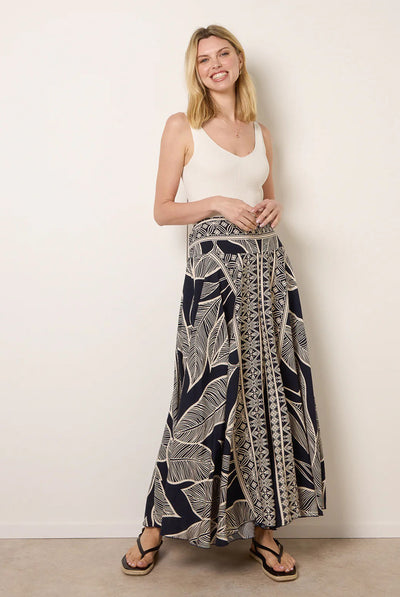 Navy - Deep Waist Extra Wide Flowy Trousers by Blue Vanilla