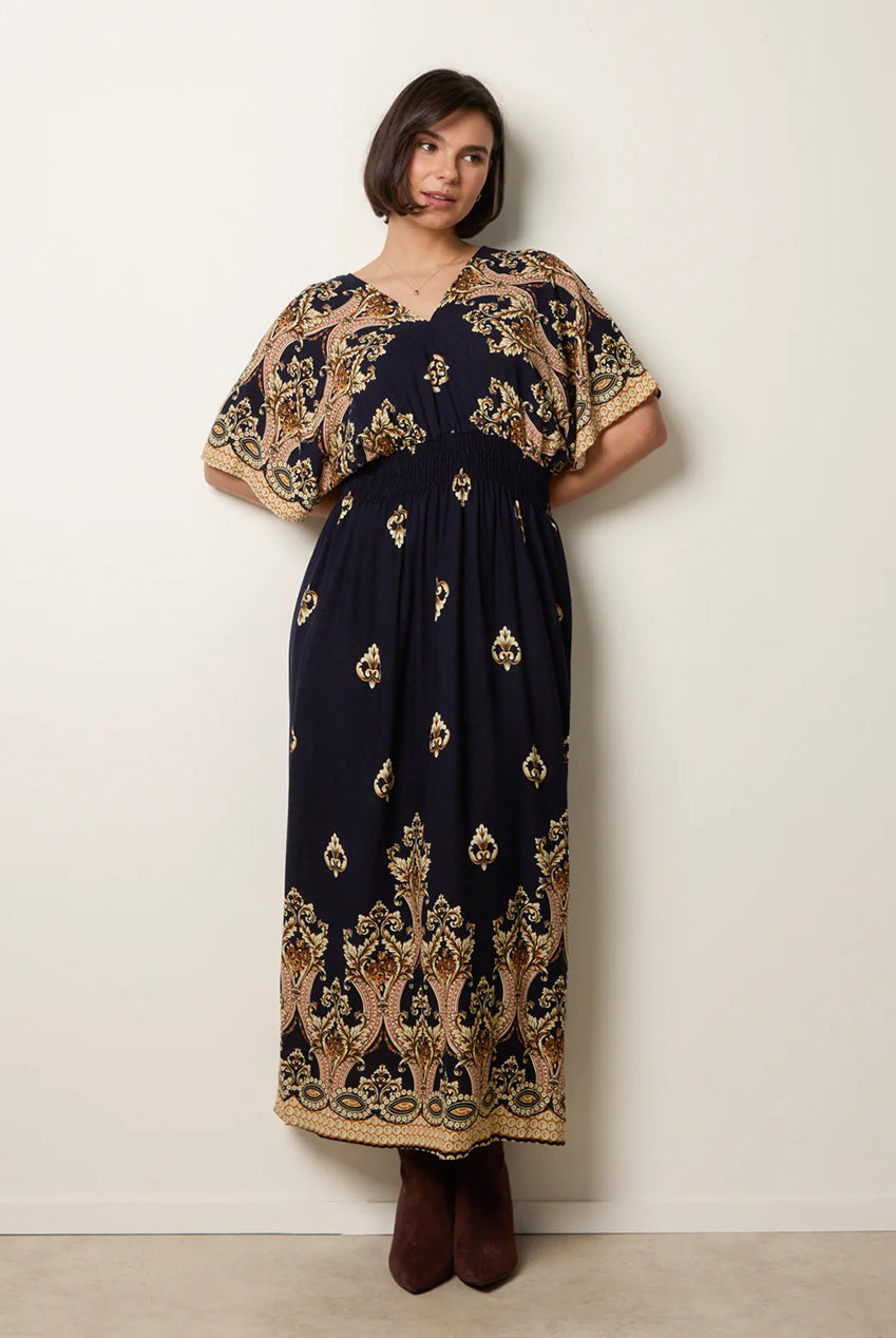 Border Print Kimono Dress BV3868008