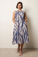 Bold Wave Print Belted Dress by Blue Vanilla