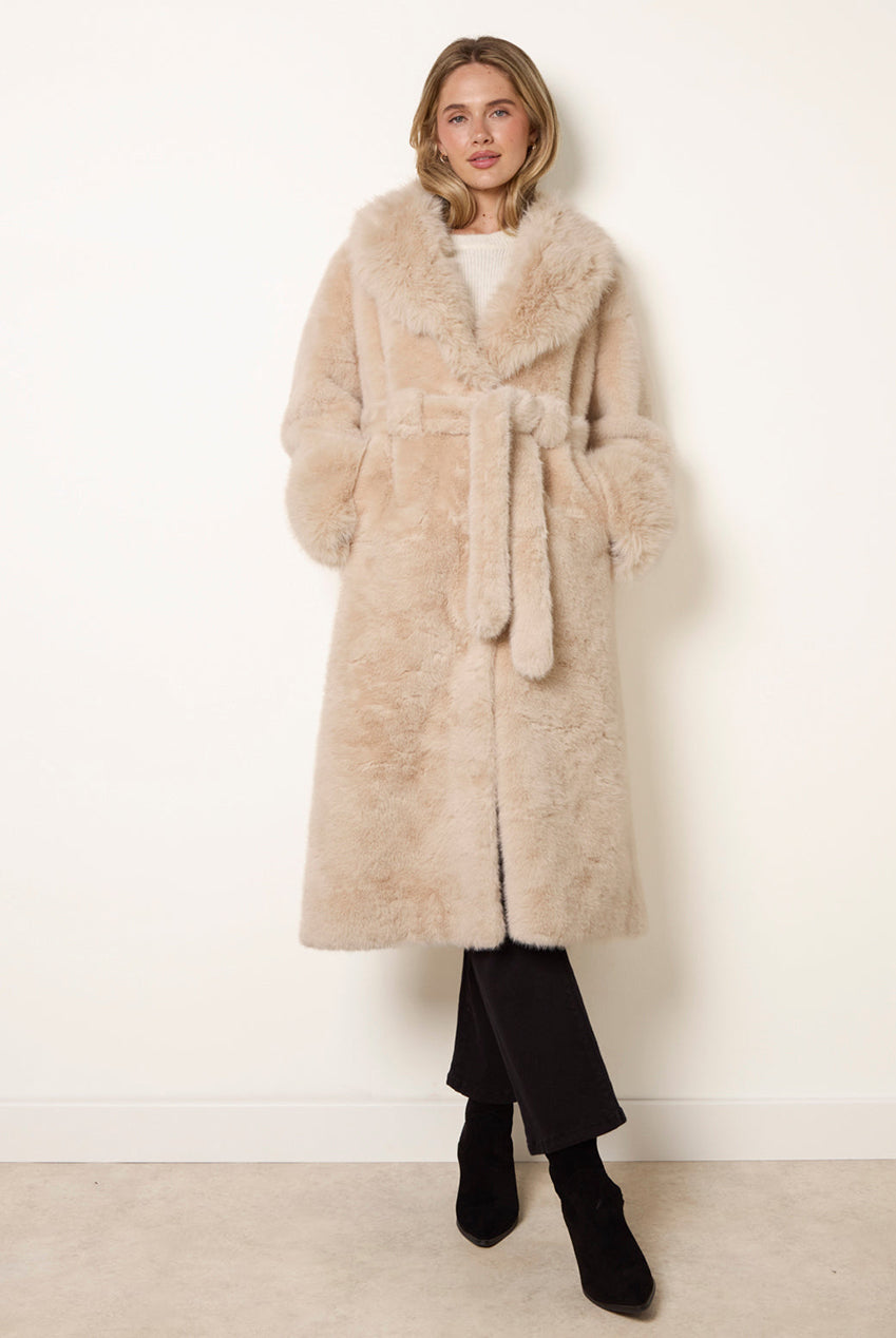 Plush Faux Fur Belted Coat BV3991039
