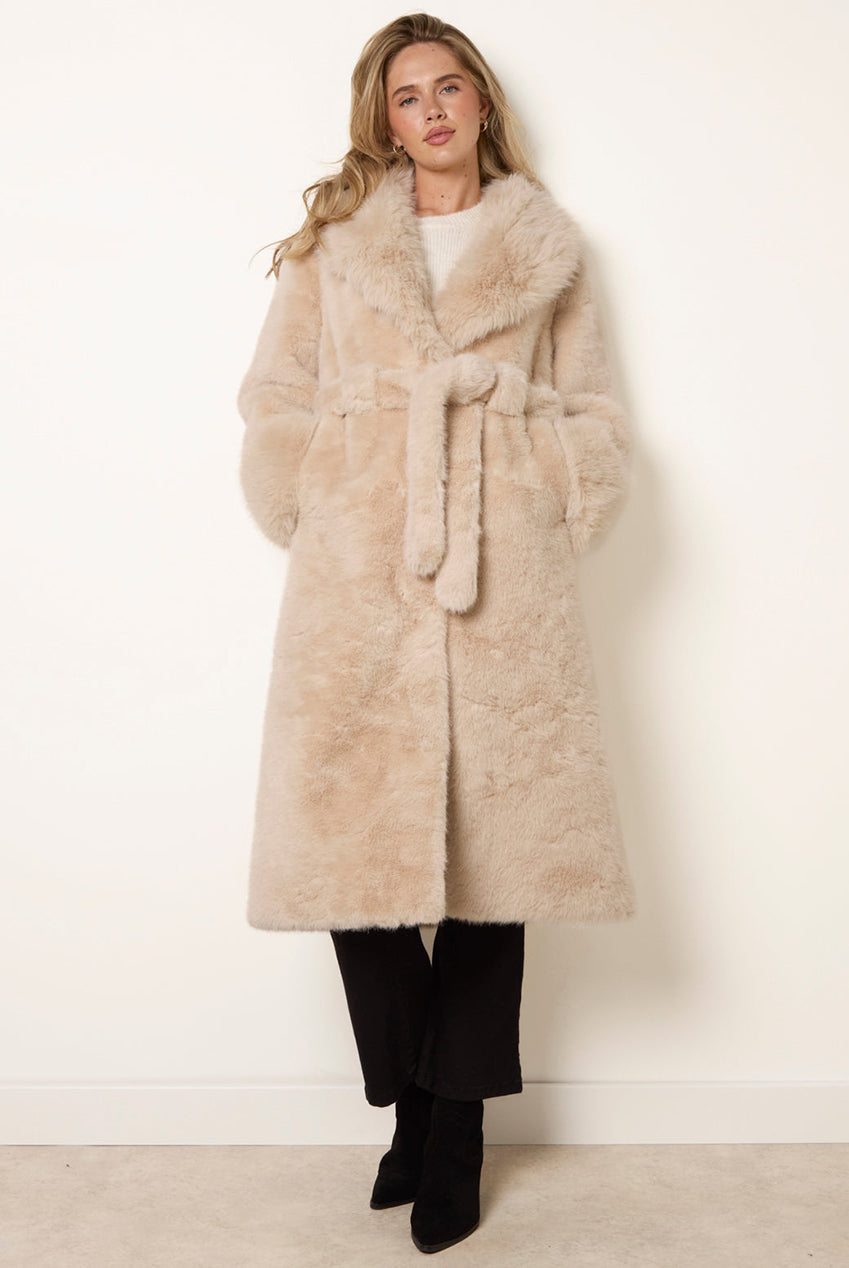 Plush Faux Fur Belted Coat BV3991039