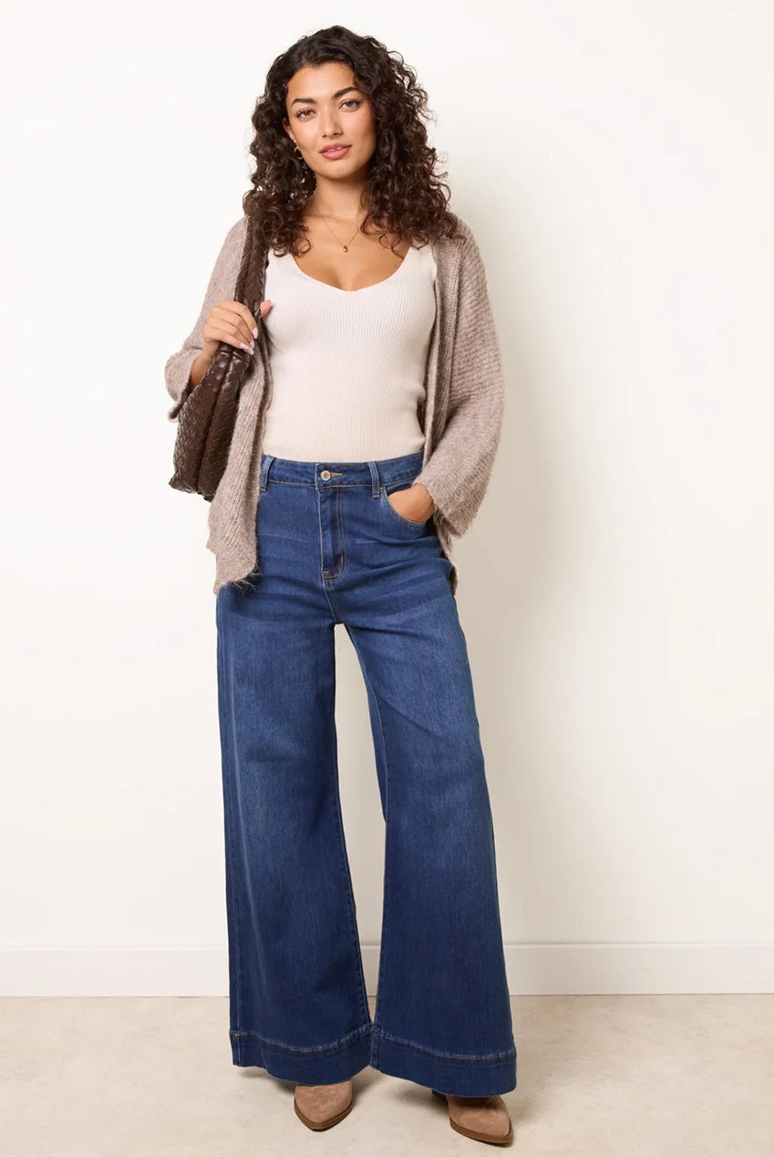 High Waisted Wide Leg Turn Up Jeans BV4087018
