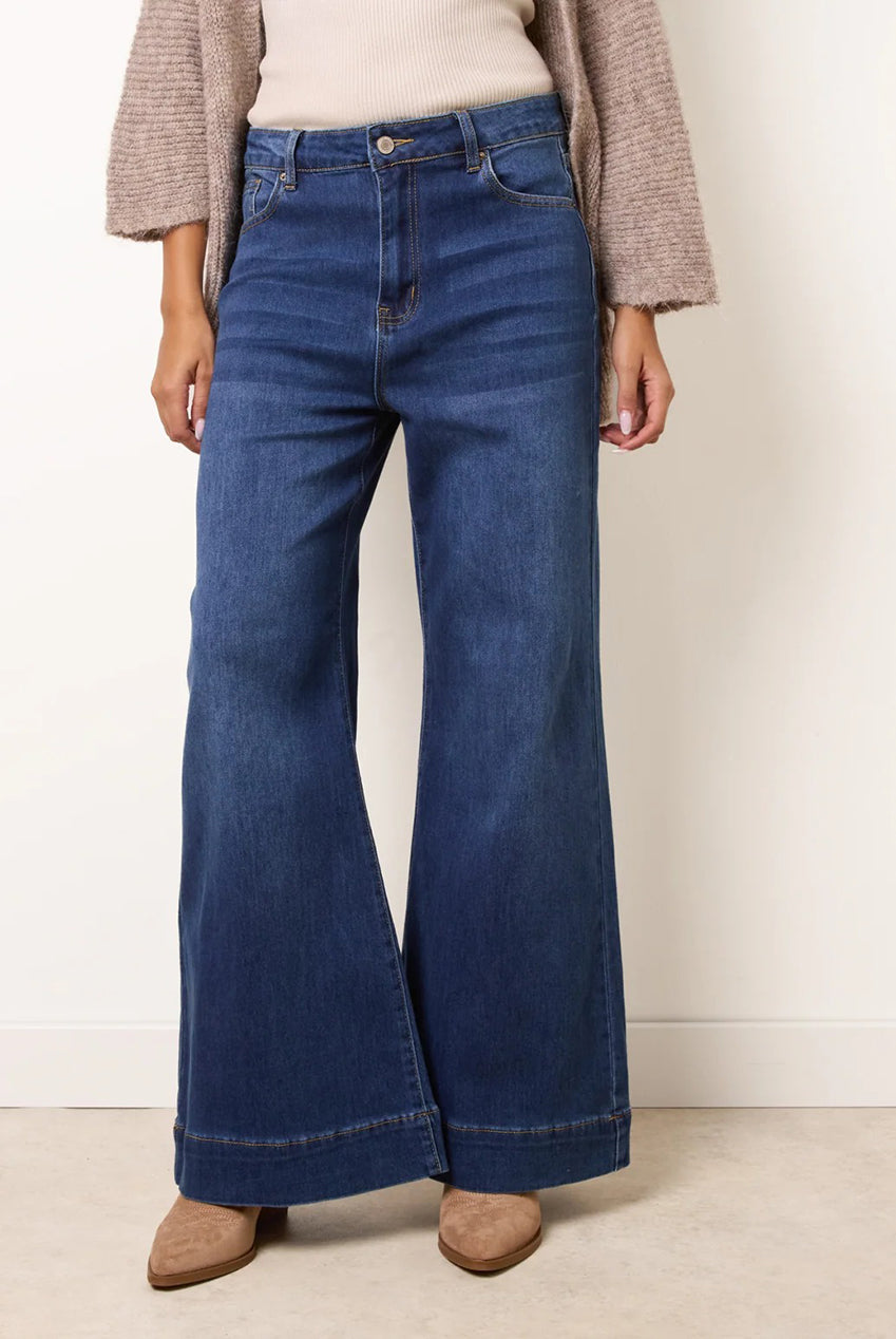 High Waisted Wide Leg Turn Up Jeans BV4087018