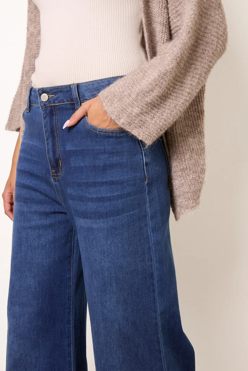 High Waisted Wide Leg Turn Up Jeans BV4087018