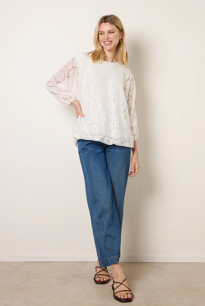 Lace Puffball Batwing Top BV6049IT014