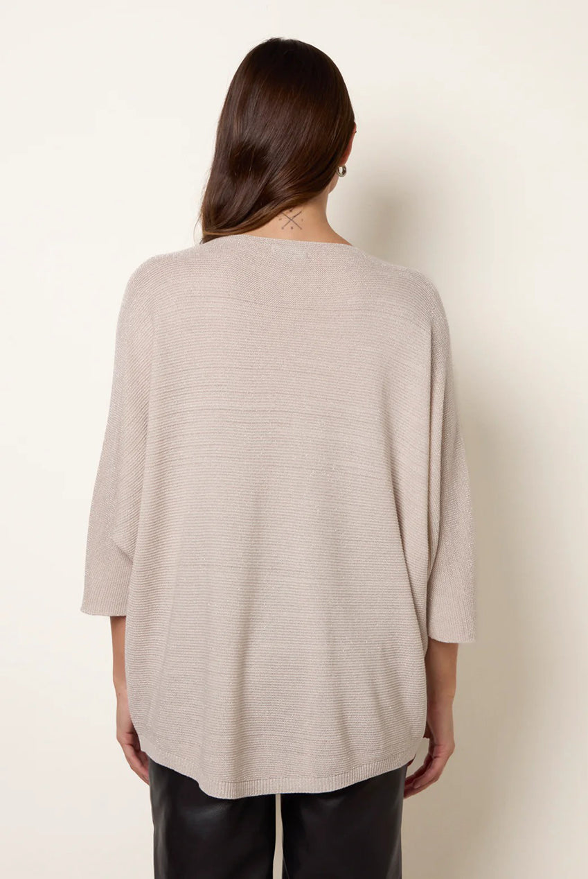 Metallic V Neck Knitted Ripple Jumper BV5621IT039