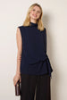 Sleeveless Cowl Tie Front Chiffon Blouse by Blue Vanilla