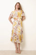 Pleated Scoop Neck Short Sleeve Floral Dress by Blue Vanilla