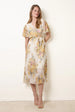 Crossover Pleated Print Dress by Blue Vanilla
