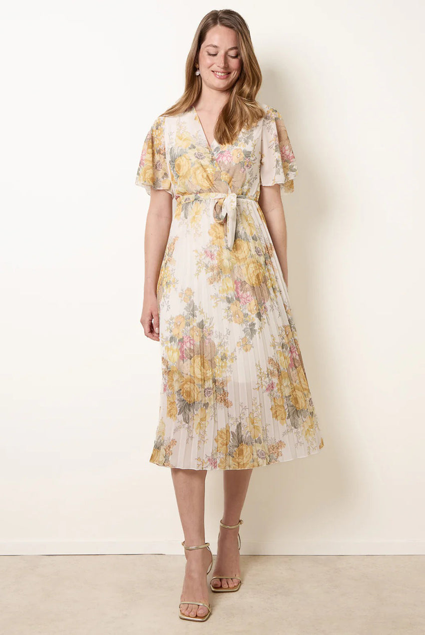 Crossover Pleated Print Dress BV6309IT428