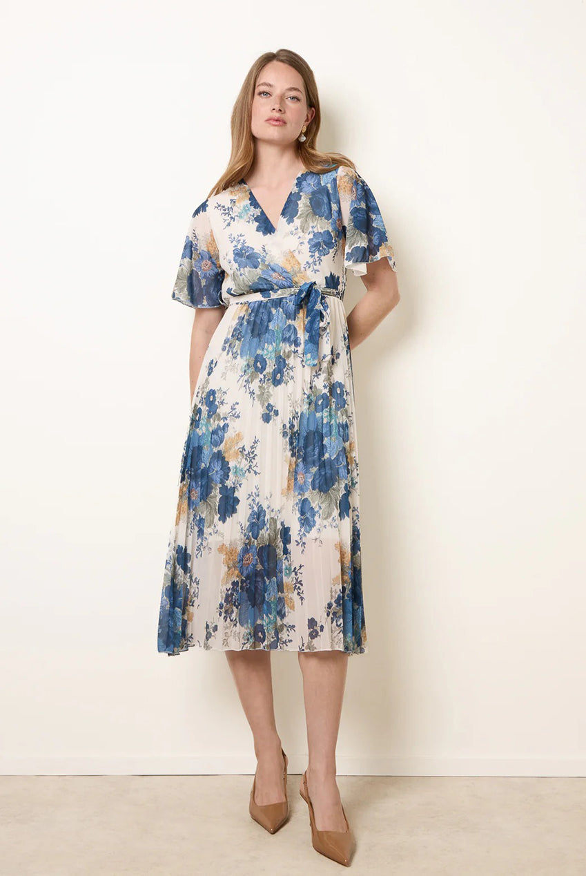 Crossover Pleated Print Dress BV6309IT293
