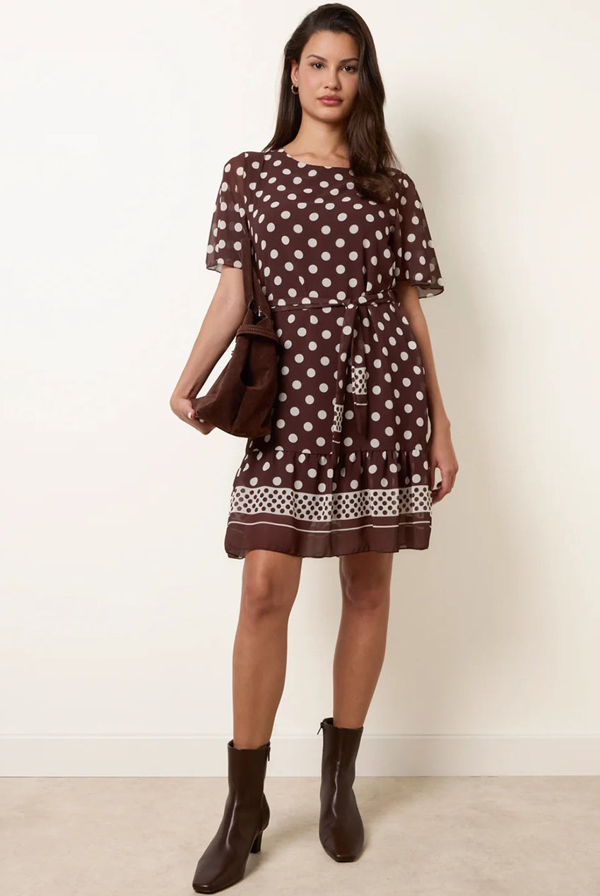 Polka Dot Short Sleeve Border Dress BV6586IT030
