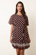 Polka Dot Short Sleeve Border Dress by Blue Vanilla