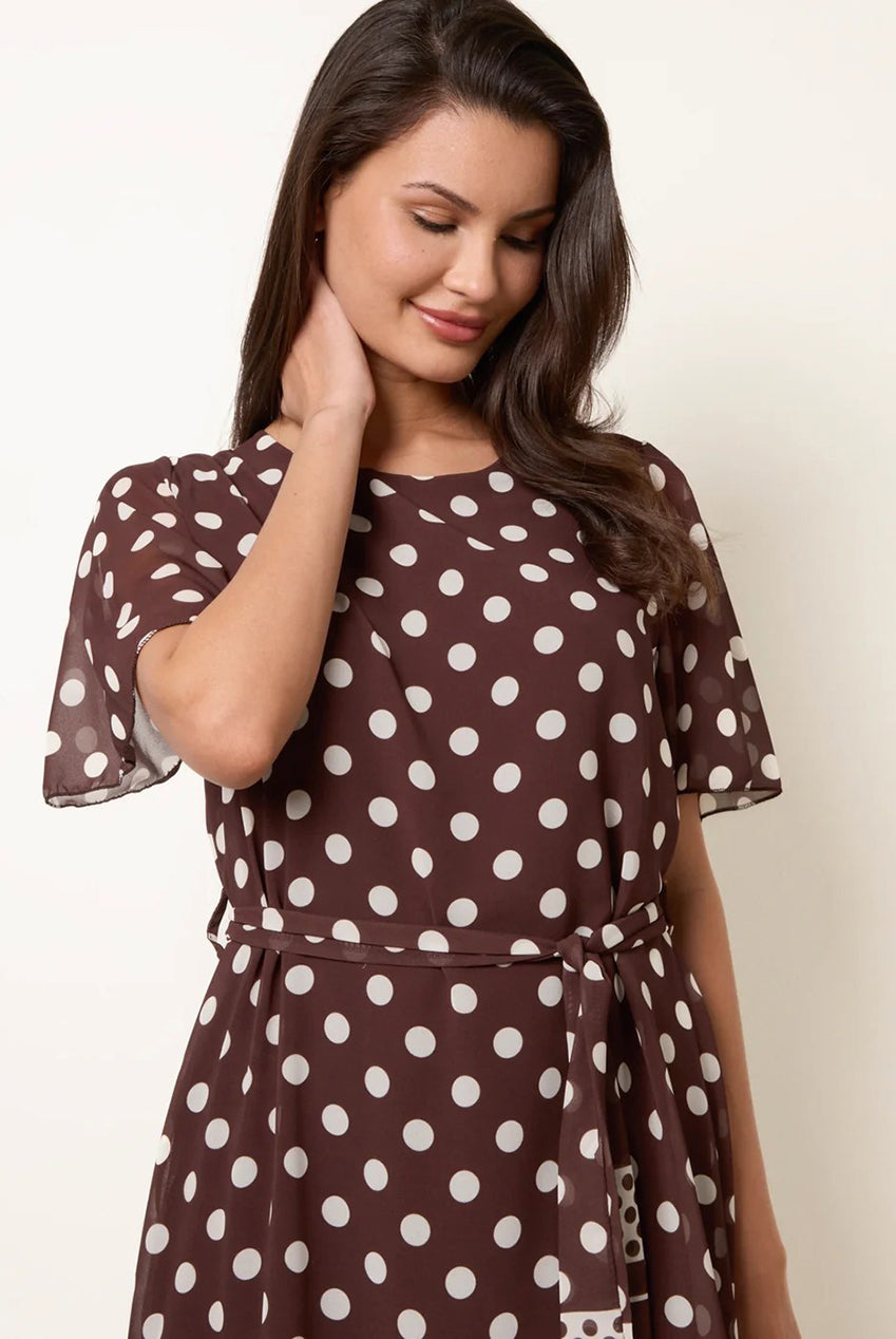 Polka Dot Short Sleeve Border Dress BV6586IT030