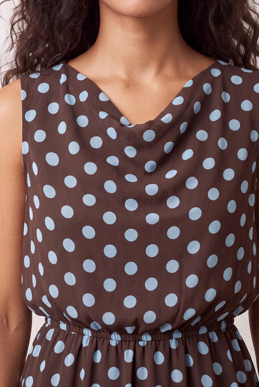 Polka Dot Drop Cowl Neck Midi Dress BV6740IT459
