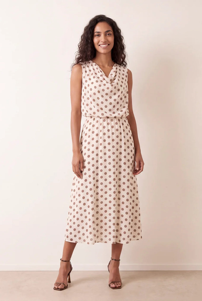 Polka Dot Drop Cowl Neck Midi Dress BV6740IT344