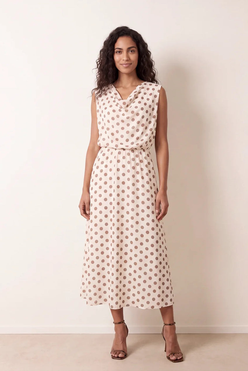 Polka Dot Drop Cowl Neck Midi Dress BV6740IT344