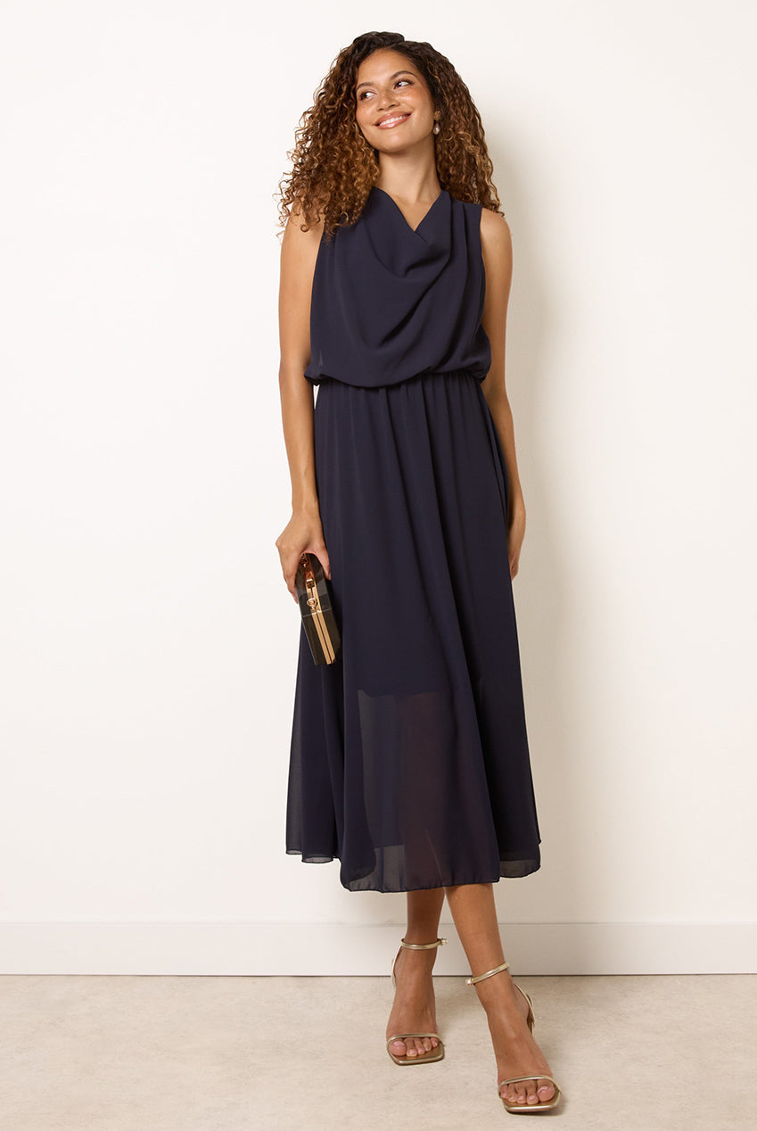 Plain Sleeveless Cowl Neck Dress BV6742IT008