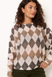 Slash Neck Argyle Diamond Jumper by Blue Vanilla