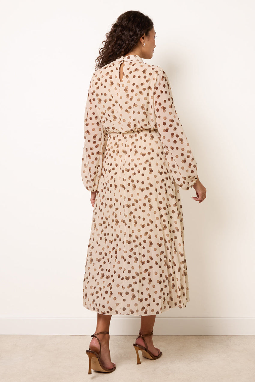 Shadow Polka Dot High Neck Pleated Dress BV6795IT014