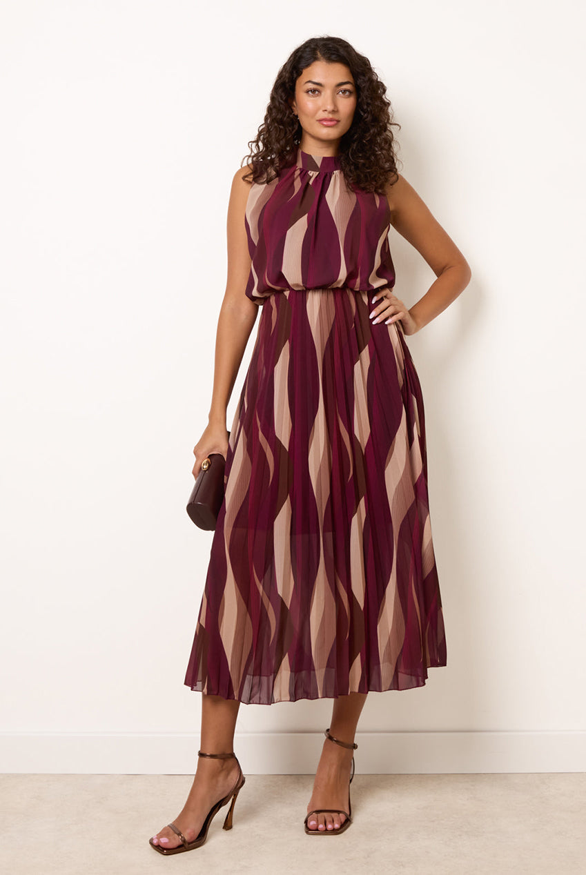 Sleeveless Puffball Pleated Dress BV6815IT535