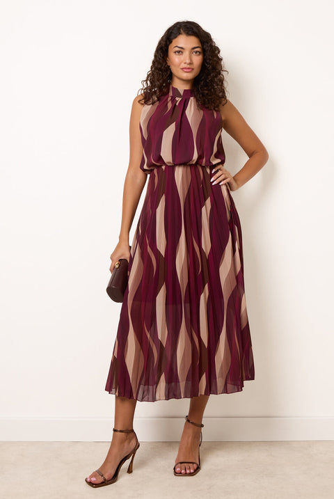 Sleeveless Puffball Pleated Dress by Blue Vanilla