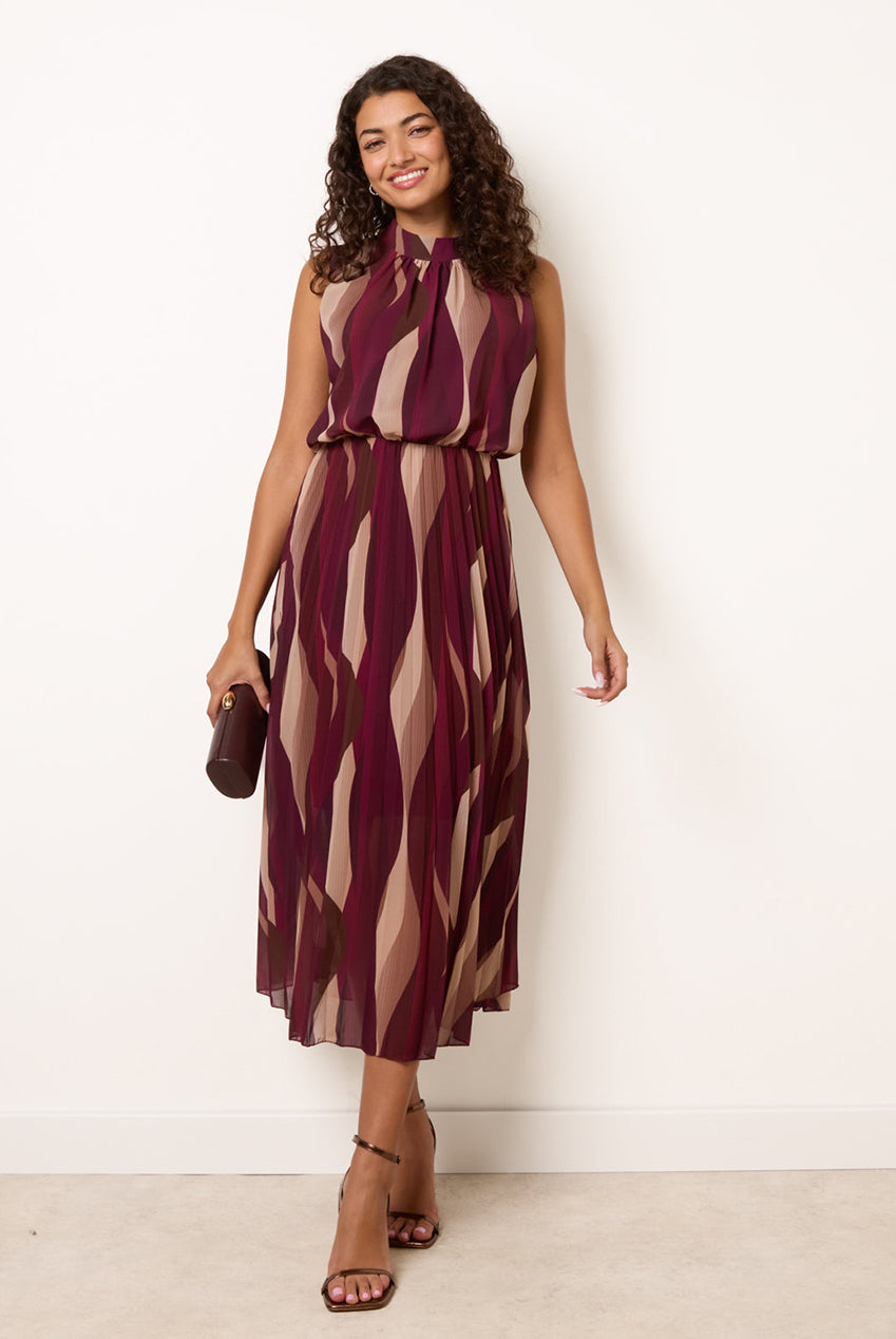 Sleeveless Puffball Pleated Dress BV6815IT535