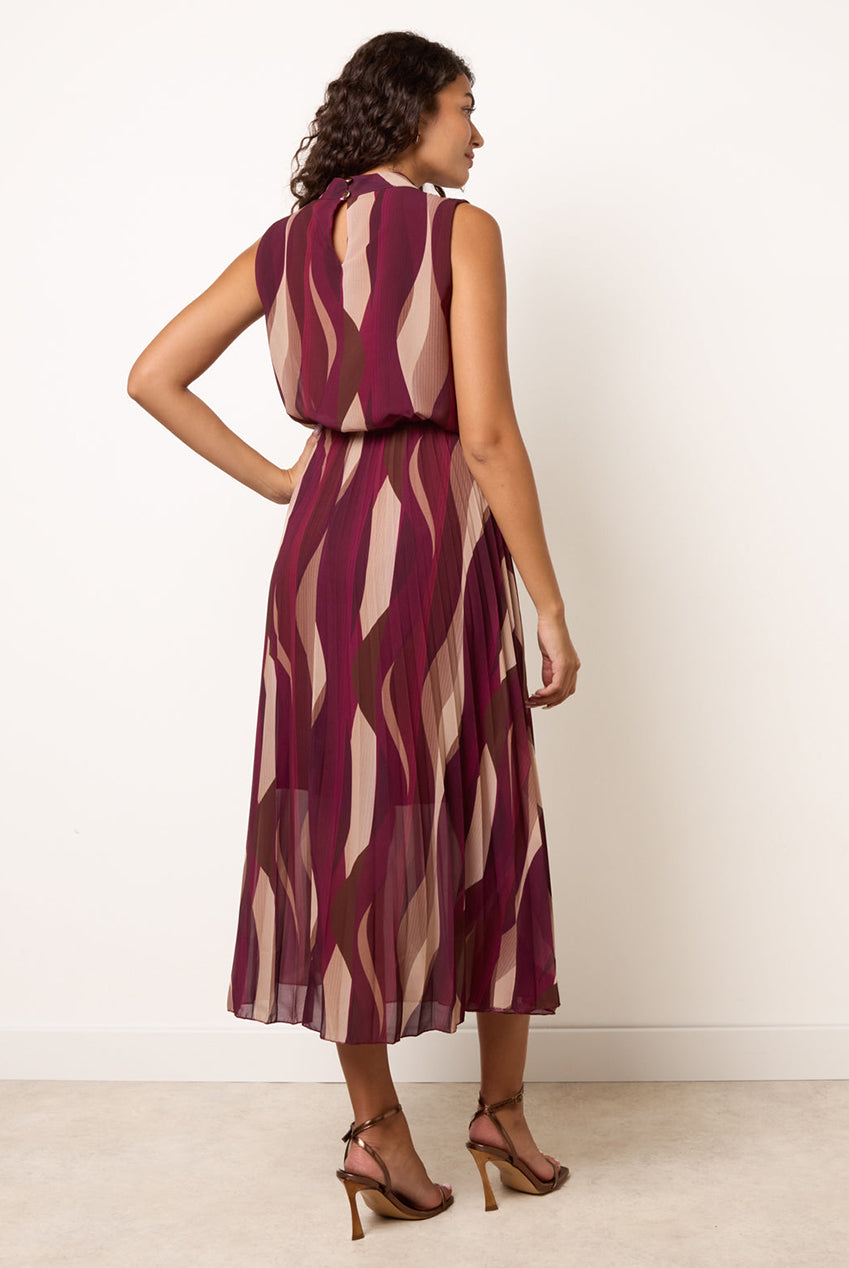 Sleeveless Puffball Pleated Dress BV6815IT535