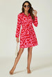 FS Collection Abstract Print Shirt Mini Wrap Dress In Pink