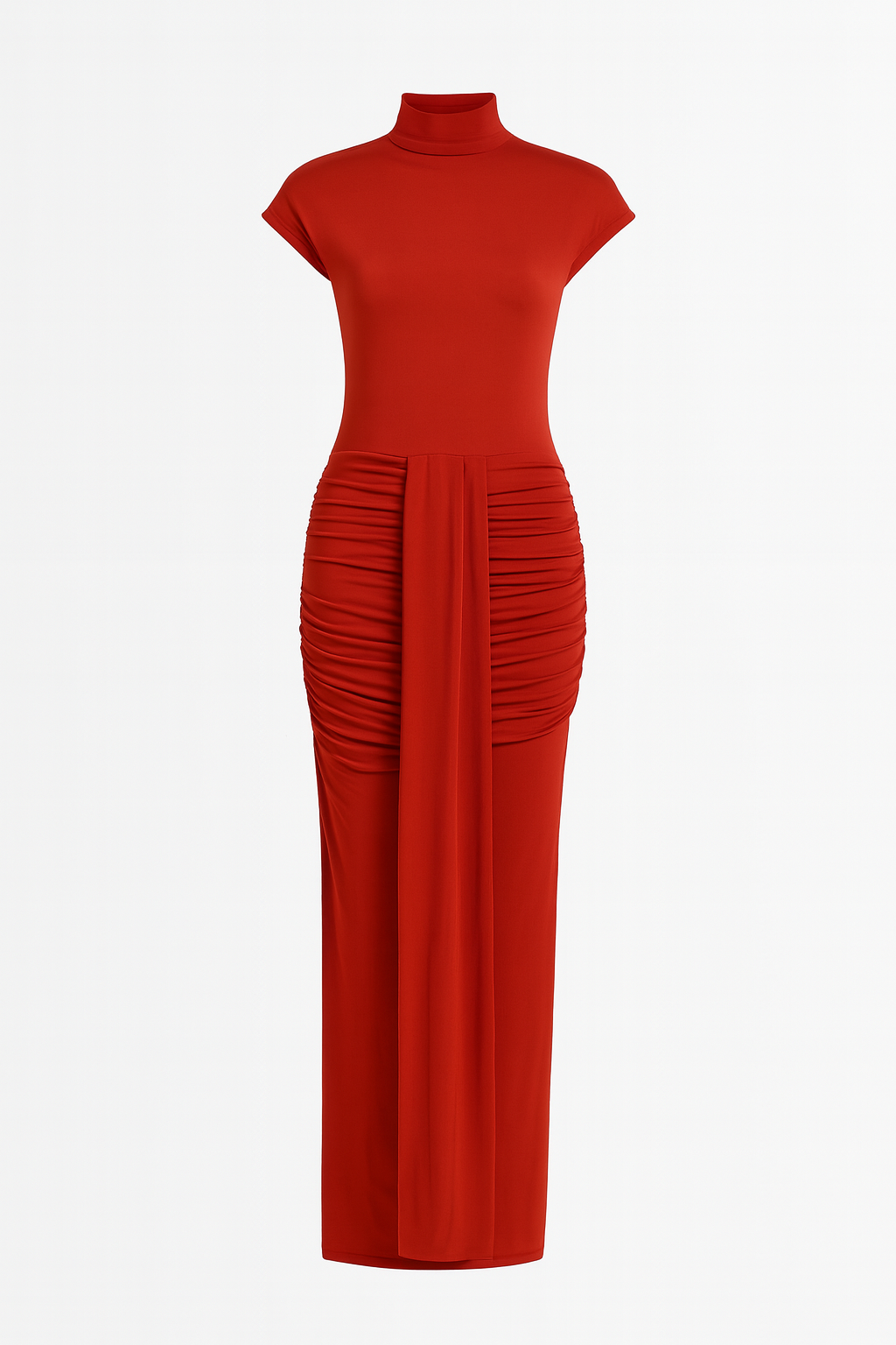 Cap Sleeve Jersey Ruched Waist Maxi Style Evening Gown AV-IMD2498NY