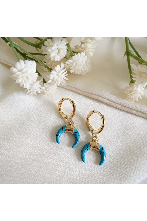 Wisteria London Cayman Turquoise Huggie Hoop Earrings