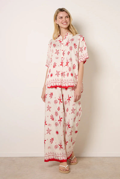 Red - Co-Ord Set With Marine-Inspired Print by Blue Vanilla