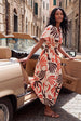 V Neck Abstract Leaf Print Dress by Blue Vanilla
