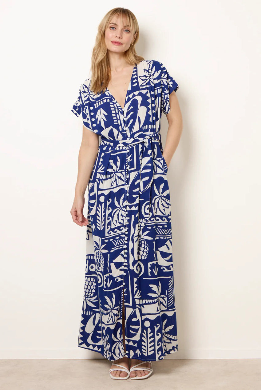 Tropical Block Print Dress CC2703BV240