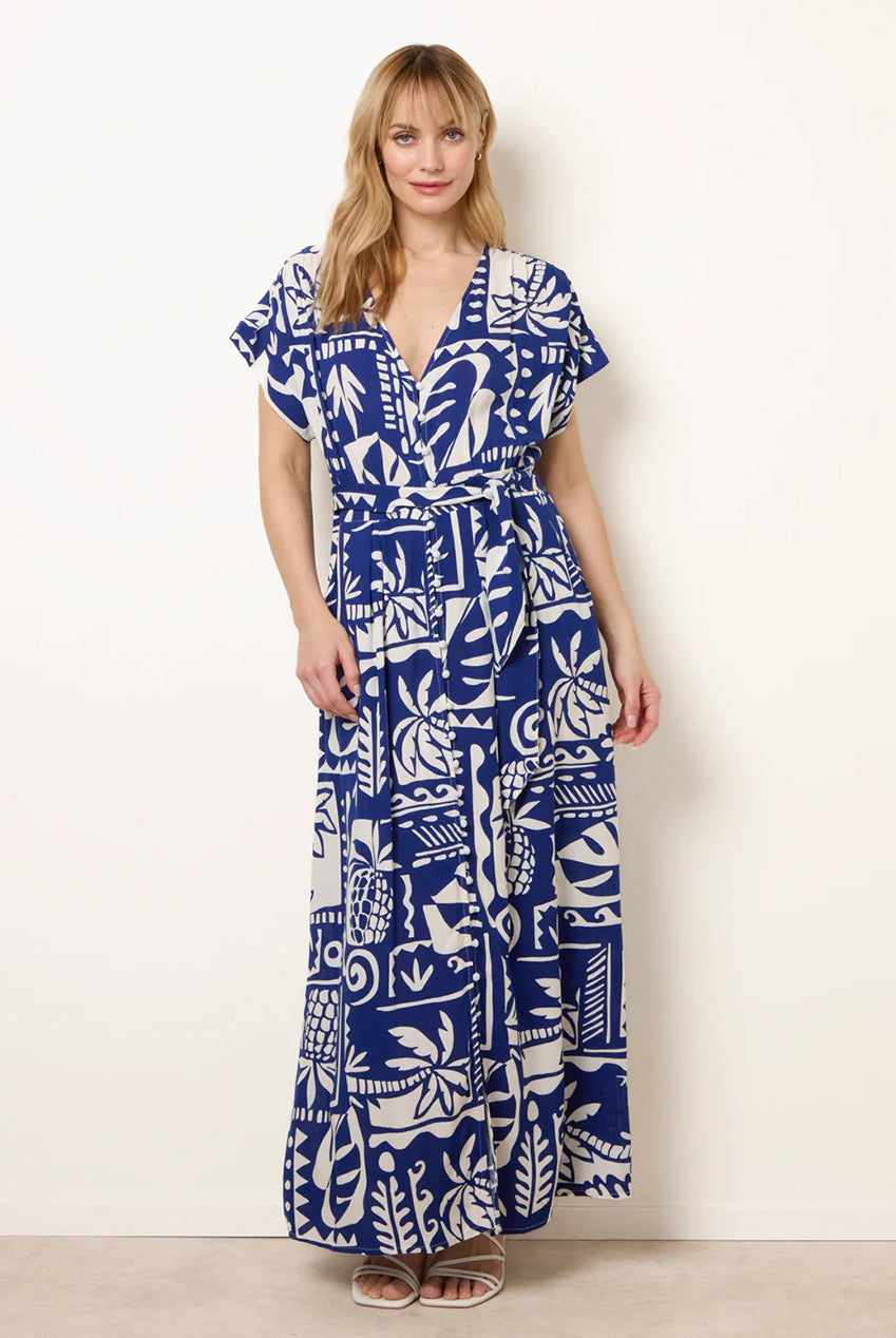 Tropical Block Print Dress CC2703BV240