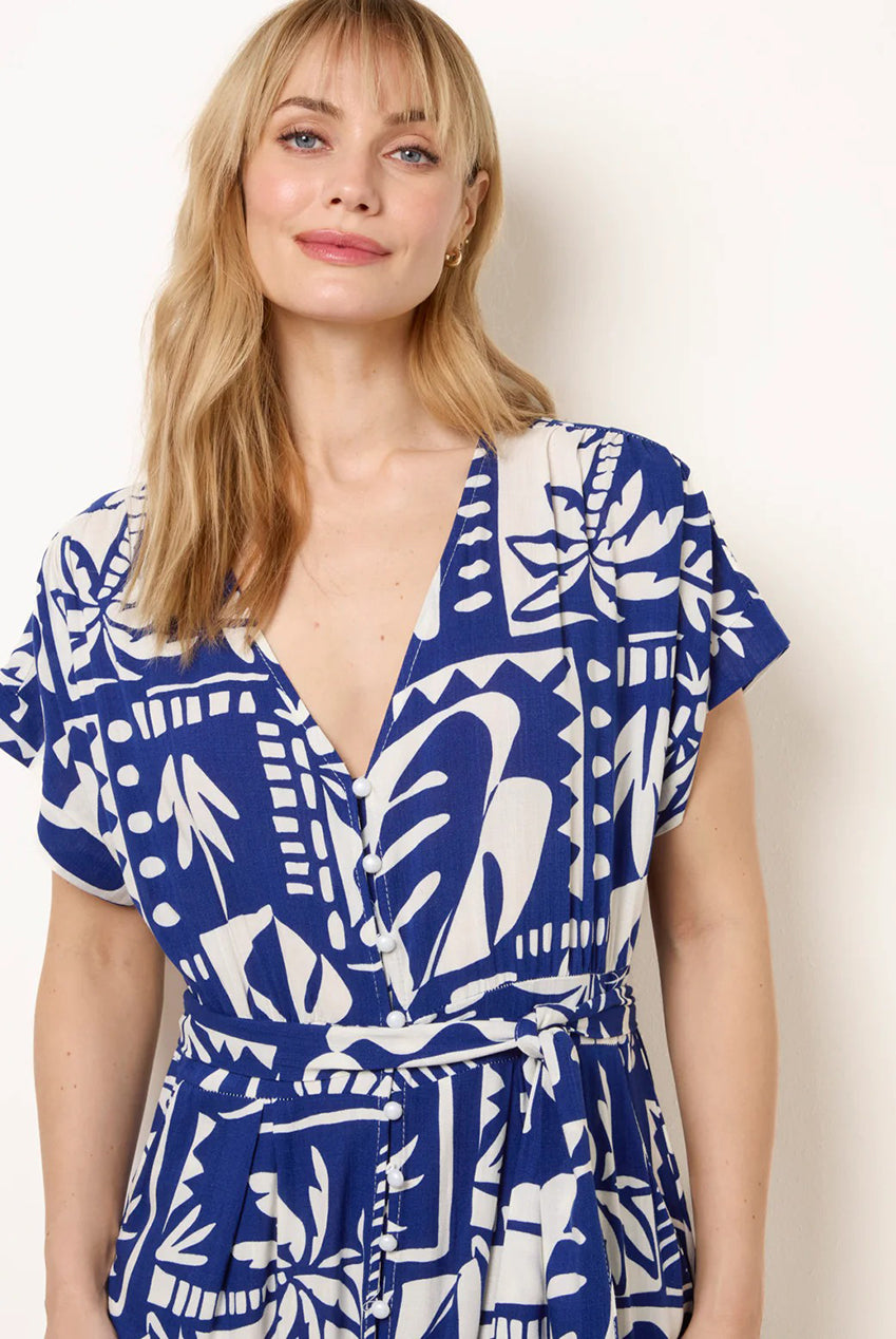 Tropical Block Print Dress CC2703BV240