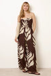 Printed Bandeau Tie Neck Shirred Jumpsuit by Blue Vanilla