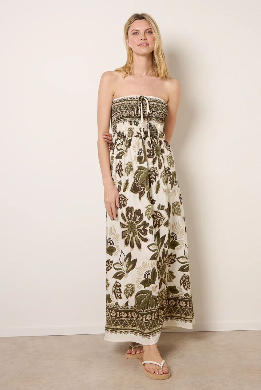 Flower Print Bandeau Maxi Dress CC2712BV056
