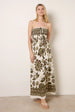 Flower Print Bandeau Maxi Dress by Blue Vanilla