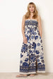 Flower Print Bandeau Maxi Dress by Blue Vanilla
