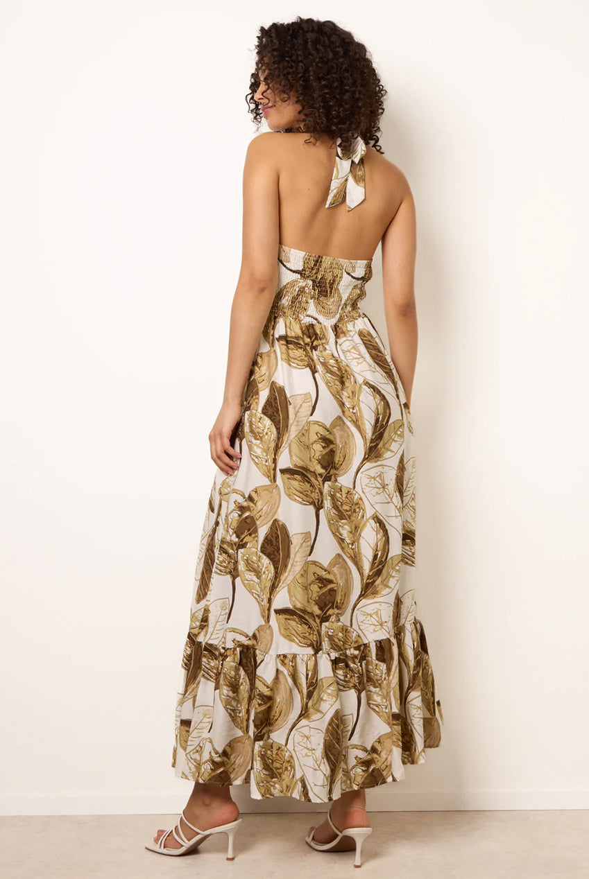Leaf Print Halter Neck Dress CC2724BV030