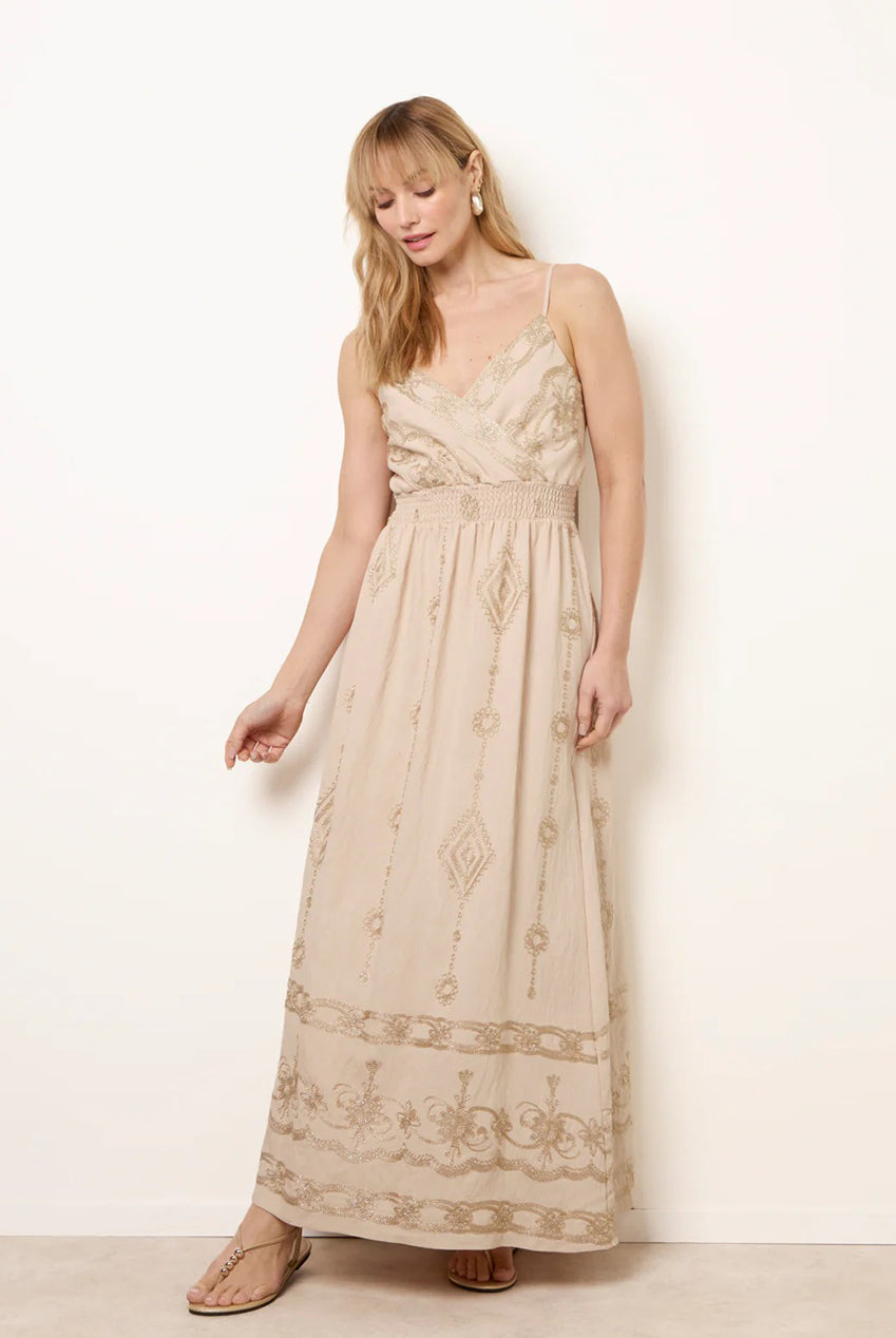 Embroidered Maxi Dress With Adjustable Straps CC2731BV001