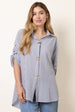 Gold Shell Button Front Stripe Shirt by Blue Vanilla