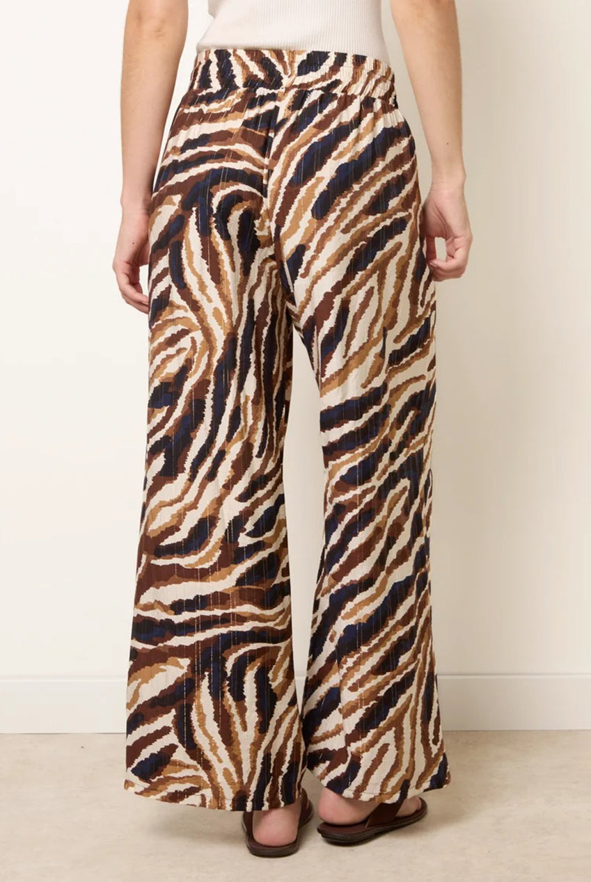 Tiger Print Drawstring Wide Leg Trousers CC2765BV025