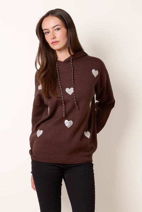 Hooded Sweatshirt With Heart Details by Blue Vanilla