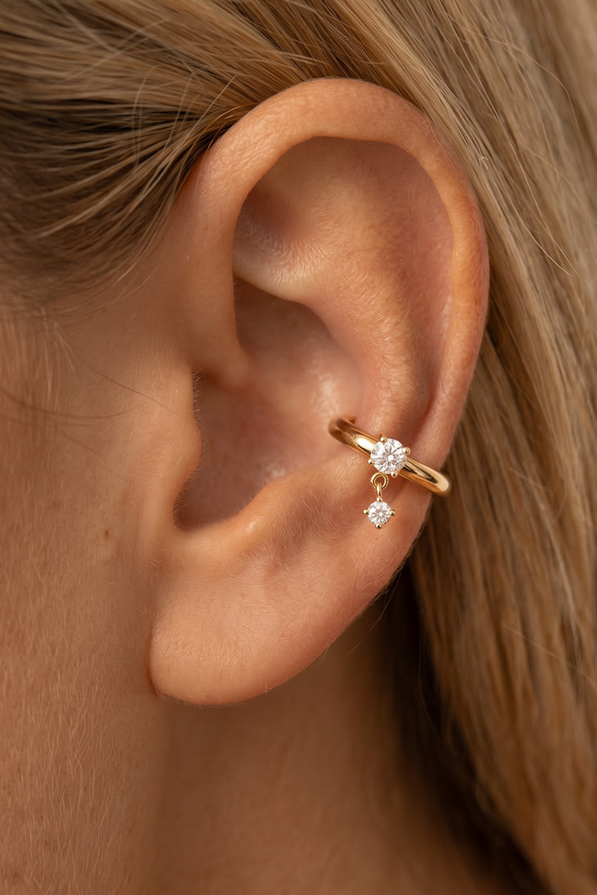 Ear Cuffs With Dangling Stone Charms 356