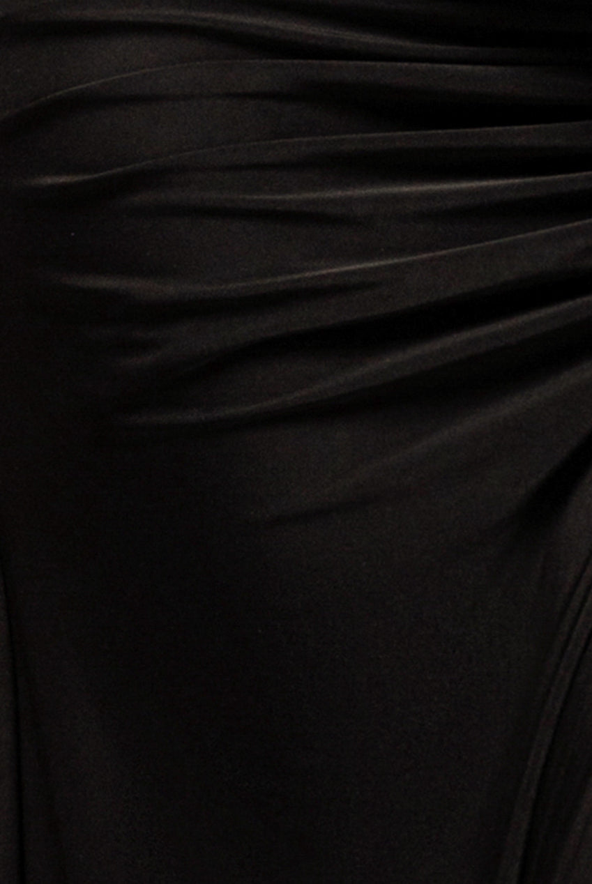 Super Split Front Drawstring Maxi Skirt - Black SK60