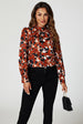 Floral Print Long Sleeve High Neck Top In Rust by FS Collection