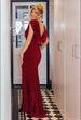 Cowl Plunge Draped Mermaid Maxi Dress - Wine by Goddiva